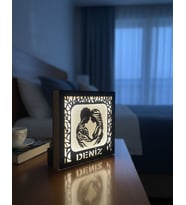 Kişiye Özel İsimli Ahşap Işıklı Gece Lambası Beyaz