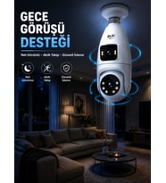 Gece Görüşlü Çift Lens Wi-fi Ampul Kamera Mobil Takip Destekli