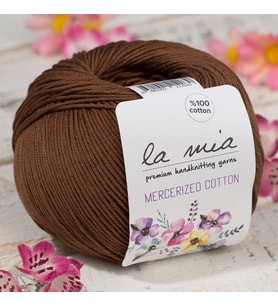 La Mia Mercerized Cotton Koyu Kahverengi El Örgü İpi - 228 - 33579