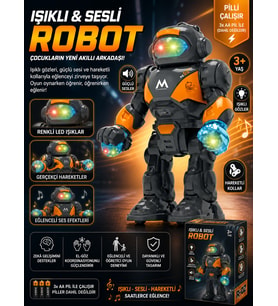 Işıklı Sesli Robot Oyuncak Hareketli LED Gözlü Pilli Akıllı Robot 3+ Yaş Eğitici Oyuncak