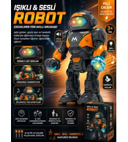 Işıklı Sesli Robot Oyuncak Hareketli LED Gözlü Pilli Akıllı Robot 3+ Yaş Eğitici Oyuncak