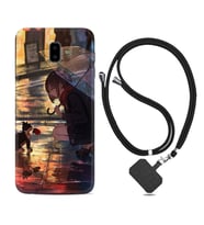 Samsung J6 Plus J7 Prime J7 Pro M20 Kılıf Boyun Askılı Silikon Kız ve Kedi 1762