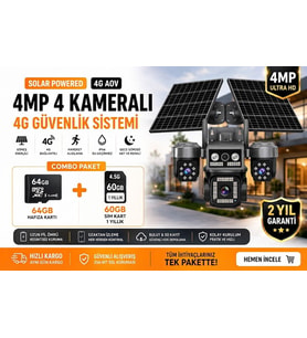 X5 Tech RX-85GZ -Dual Lens Hieasy Füme 4 Kamera +1 Yıllık Sim Kart +64Gb Hafıza Kartı Güneş Enerjili Tak Çalıştır