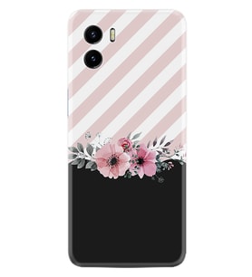 Vivo Y15S Y32 Y33S Y51 Y53S Kılıf Desemli Silikon Strip Pink Flowers 1396