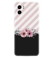 Vivo Y15S Y32 Y33S Y51 Y53S Kılıf Desemli Silikon Strip Pink Flowers 1396