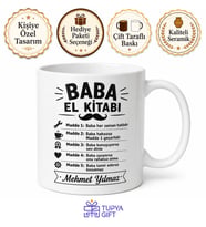 Baba El Kitabı Yazılı Komik Kupa Bardak Babalar Günü Hediyesi Esprili Baskılı
