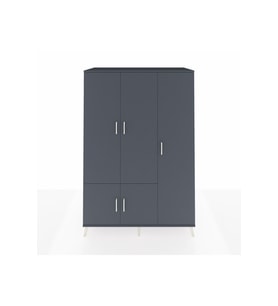 Kronos Dolap 7 Raflı 5 Kapaklı Tek Askılı 132x59x195 Antrasit-Antrasit/Çam