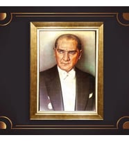 Özel Seri Paspartulu Çerçeveli Atatürk Tablo l244 (Gold)