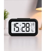 Dijital Masa Saati Büyük LED Ekranlı Alarm Özellikli Tarih ve Sıcaklık Göstergeli Gece Işığı 12/24 Saat Siyah/Beyaz (Siyah)