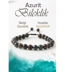 Azurit Doğaltaş Bileklik, Azurit Doğal Taş Asansör Bileklik B1044 (8mm-18cm)