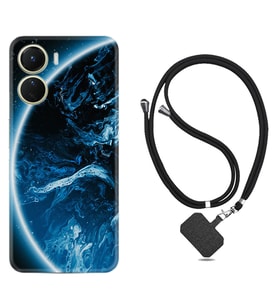 Vivo Y16 Kılıf Silikon Boyun Askılı İpli Desenli Silikon Blue Planet 1610