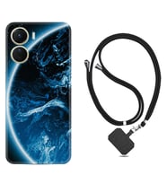 Vivo Y16 Kılıf Silikon Boyun Askılı İpli Desenli Silikon Blue Planet 1610