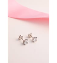 925 Ayar Gümüş Zirkon Taşlı Tek Taş Küpe - Silver