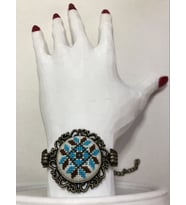 Kanaviçe İşleme Bileklik (Kahverengi-Mavi)