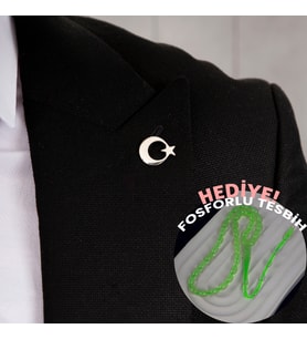 Gümüş 925 Ayar Ay Yıldız Yaka Rozeti