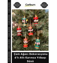 Özel Üretim Ahşap Boyalı Nostaljik Çam Ağacı Dekorasyonu Hediyelik 6’lı Atlı Karınca Yılbaşı Süsü