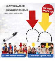 Kişiselleştirilebilir Ok İşaretli Mesaj Tacı (2’li Set Sarı-Kırmızı)