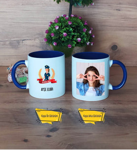 Kadın Polis Kupa Bardak Lacivert Fotoğraflı Polisler Günü Hediyesi