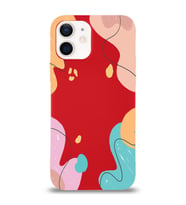 PrintiFy Apple iPhone 12 Uyumlu Lansman Kılıf Karışık Renkler Tasarımlı İçi Kadife Kapak (Kırmızı)