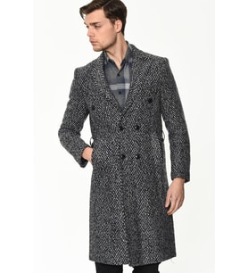 PLT8382 DEWBERRY ERKEK PALTO-DESENLİ LACİVERT