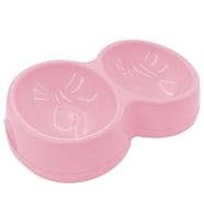 8566 Çiftli Kedi/Köpek Mama Kabı Pembe