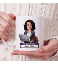Anneye Hediye En İşkolik Anne Karikatürlü Kupa Bardak