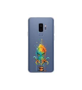 Samsung Galaxy S9 Plus ile uyumlu Splash ahtapot tasarımlı şeffaf silikon kılıf