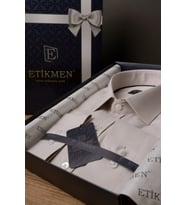 Sütlü Kahve Slimfit Hediye Kutulu Erkek Gömlek (Kahverengi Açık)