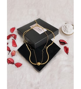 Çelik İkili Dorikalı İtalyan Kolye (Gold)