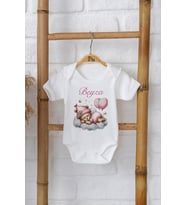 Pia Baby Premium %100 Pamuk İsme Özel Organik Baskılı Çıtçıtlı Bebek Body Zıbın Modelleri 5026-16 (Ekru)