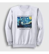 Presmono Unisex Beyaz Starry Night V2 Art Painter Vincent Van Gogh Sweatshirt 303271tt