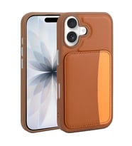 iPhone 16 Kılıf Kartlıklı X-Kart Silikon Kılıf (Kahverengi)
