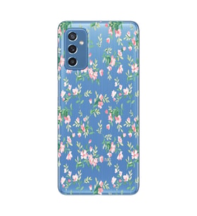 Samsung Galaxy M52 Uyumlu Çiçek Desenli Şeffaf Telefon Kılıfı