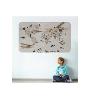 Eğitici Dünya Haritası Dünya Atlası Çocuk Ve Bebek Odası Duvar Sticker-3797-85x130