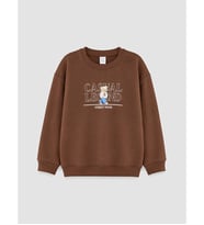 LCW Kids Kahverengi Baskılı Erkek Çocuk Kalın Sweatshirt