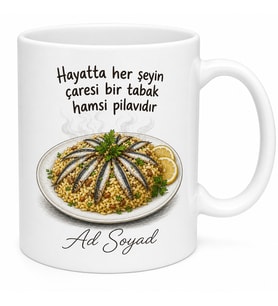 Hamsi Pilavı Temalı Baskılı Kupa Bardak Hediye Karadeniz Özel Tasarım