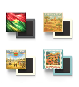 Buzdolap Magnetleri - Burkina Faso Ouagadougou - 4'lü Set Magneti