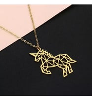 Altın Kaplama Origami Unicorn Gümüş Kolye