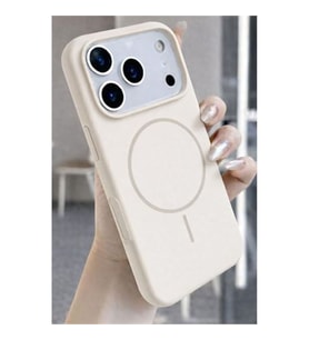 Coverzone ?phone 17 Pro Max ile Uyumlu Kadife ?� Y�zeyli Premium Silikon K?l?f MagSafe ile Uyumlu Kablosuz ?arj Destekli Darbe Emici Yumu?ak Dokulu Koruma Tasar?ml? Telefon K?l?f? Krem