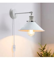 RİOLİGHT RETRO,VİNTAGE,RUSTİK BEYAZ HAREKETLİ BAŞLIK KABLOLU FİŞLİ DUVAR APLİK ŞAPKA ÇAPI:23CM