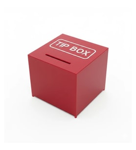 Kare Tipbox - Bahşiş Kutusu Kırmızı - 14x14xh13cm