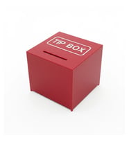 Kare Tipbox - Bahşiş Kutusu Kırmızı - 14x14xh13cm