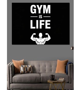 Gym Is Life Motivasyon Yazısı Dekoratif Kanvas - Mdf Ahşap Tablo