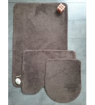 Ultrasoft Düz Kapuçino 3’lü Banyo Halısı Paspası Seti Kaymaz Tabanlı Yıkanabilir