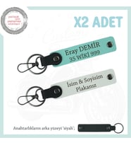 Günlük Kullanıma Uygun Kişisel Deri Anahtarlık Seti – Plaka ve İsimli Seçenek, Beyaz-Turkuaz-Syh (Çok Renkli)