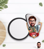 BK Gift Kişiye Özel Erkek Balıkçı Karikatürlü Ahşap Bardak Altlığı-1