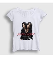 Presmono Kadın Beyaz Paranormal Müzik Alice Cooper T-Shirt 498690tt