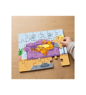 Pizza Yiyen Kedi Tasarımlı 24 Parça Ahşap Çocuk Puzzle