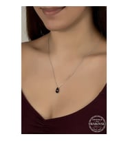 Crystal Taşlı Drop Kesim  925 Ayar Gümüş Kolye