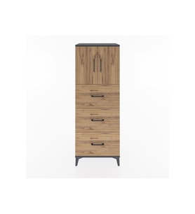 Hyperion Dolap 2 Raflı 3 Çekmeceli 2 Kapaklı 60x44x163 Antrasit-Çam